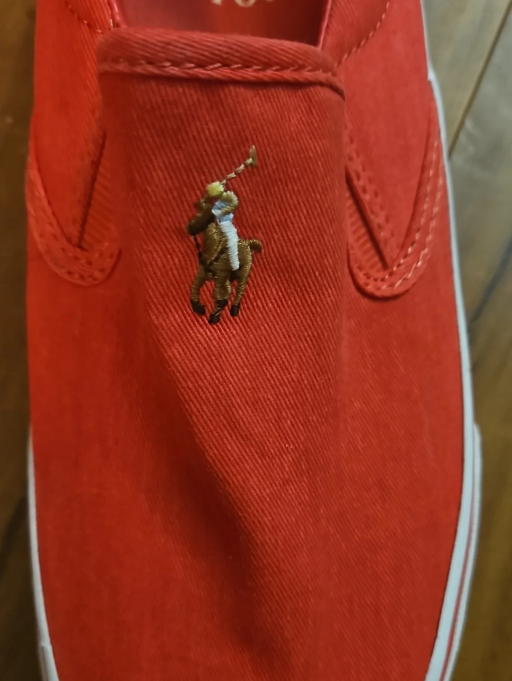 Polo Ralph Lauren Red Canvas Slip-On Shoes Embroidered Pony Casual Sz